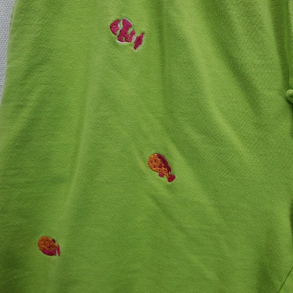 Natalie & Me Woman Petites Weekend Green sz L(P); Embroidered Fish Leisure Pants - Picture 3 of 7